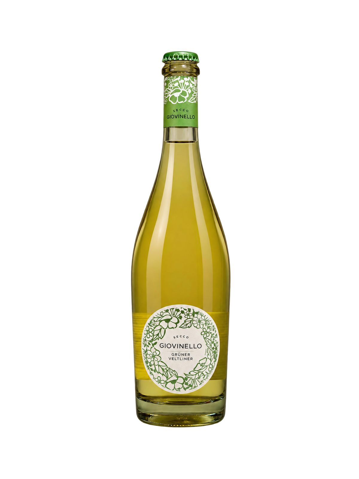 Giovinello Secco Grüner Veltliner – pudel läbipaistval taustal